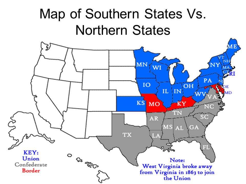 Differences in the Northern & Southern States in the 1800s